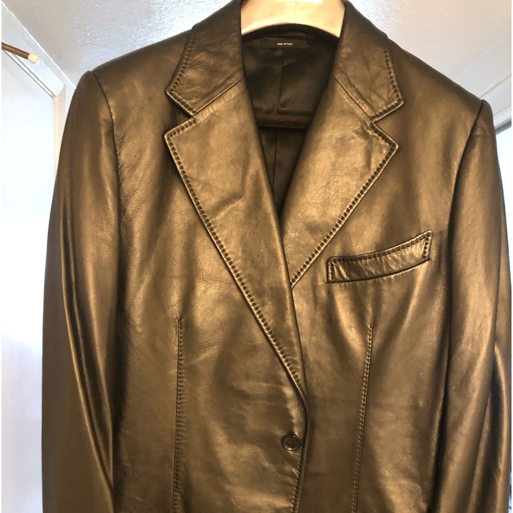 Tom Ford men’s leather blazer black. Size 56. Lamb skin leather